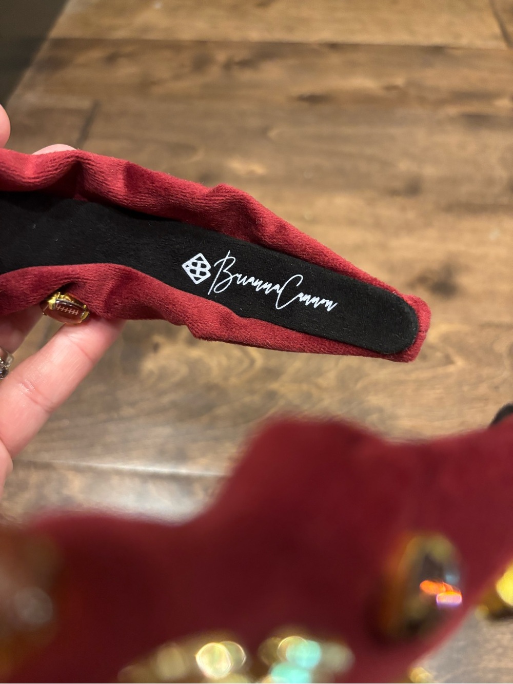 Brianna Cannon Embellished Burgundy Headband with Football and Jewel Accents - Picture 3 of 6